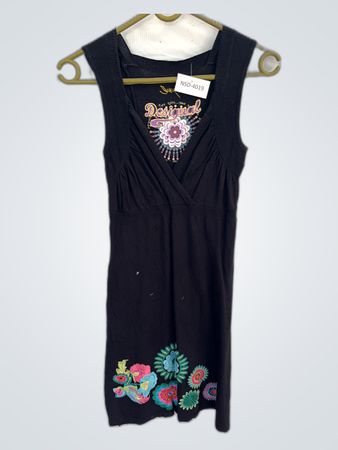 Desigual Embroidered Black Mini Dress