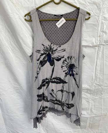 Gray Floral Tank Top
