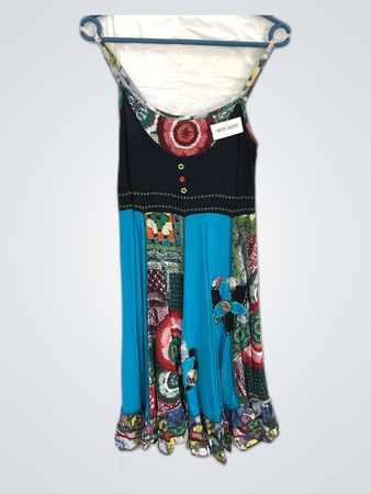 Multicolored Printed Spaghetti Strap Mini Dress