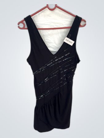 Black Sequined V-Neck Tank Top