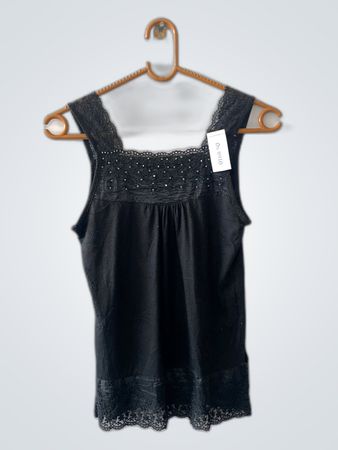 Schwarzes Spitzenbesatz-Camisole