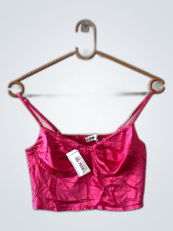 Free People Pink Satin Crop Cami Top