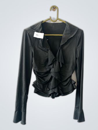 Gray Ruffled Blouse