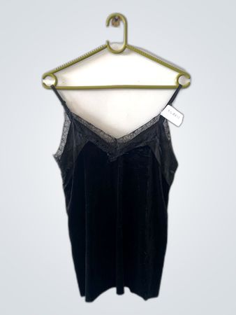 Black Velvet Lace Trim Camisole
