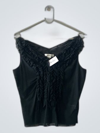 Diane von Furstenberg Black Ruffle Blouse