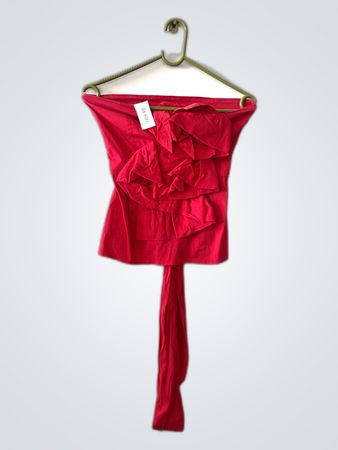 Unbranded Red Strapless Ruffle Blouse