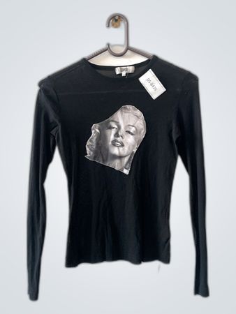 Bamboo Black Sheer Long-Sleeve Graphic Top