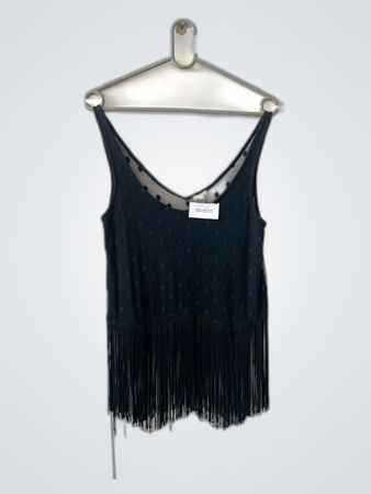 OVS Black Fringed Top