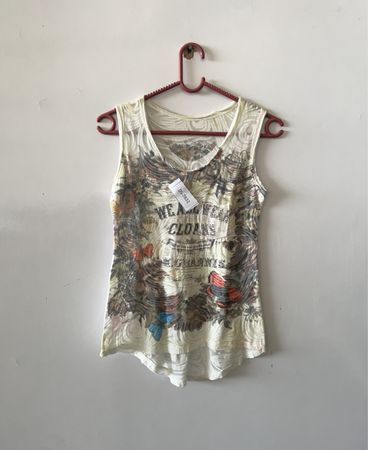 Graphic Tank Top with Butterfly Print