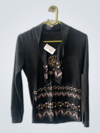 Black Embroidered Cardigan