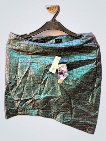 River Island Green Crocodile Print Mini Skirt