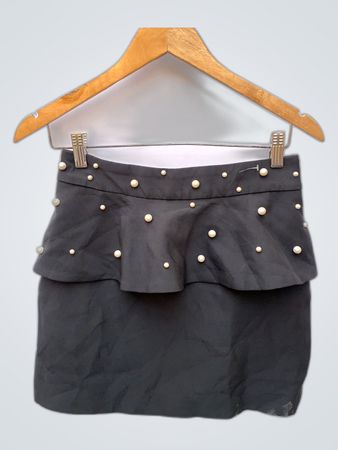Zara Black Pearl Embellished Mini Skirt