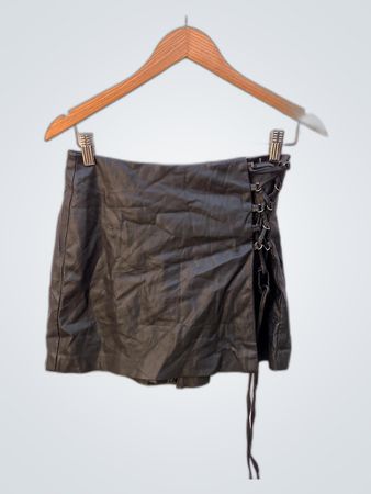 Stradivarius Black Leather Mini Skirt