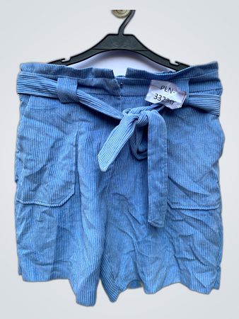 George Blue Corduroy Tie Waist Shorts