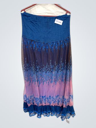 Multicolor Pleated Strapless Maxi Dress