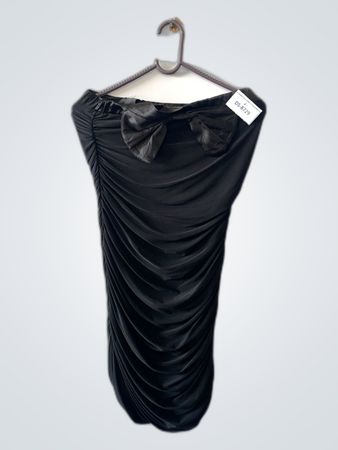 Black Ruched Off-Shoulder Mini Dress