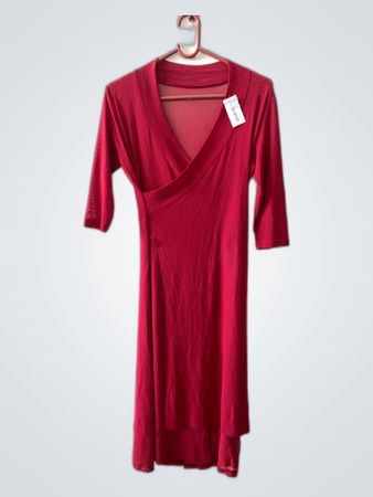 Red Wrap Midi Dress