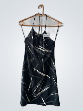 Black Metallic Slip Dress