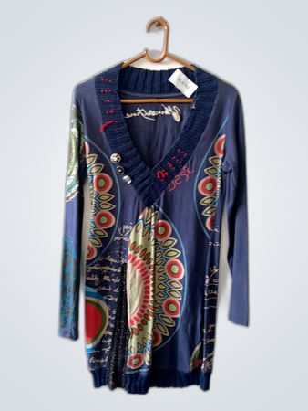 Desigual Printed V-Neck Long Sleeve Dress