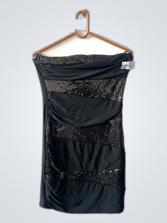 Black Sequined Tube Mini Dress