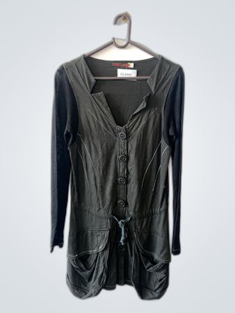 Diesel Olive Green Long Sleeve Button-Front Tunic Blouse