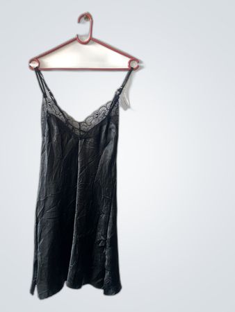 Black Lace Trim Slip Dress