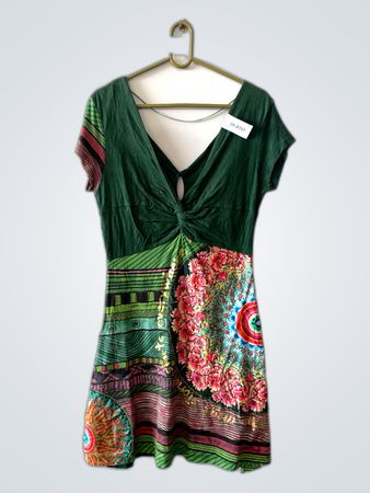 Unbranded Boho Printed Green Mini Dress