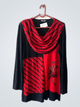 Classics & More Red and Black Striped Top