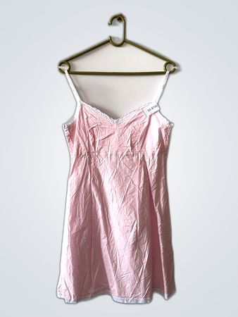 Pink Lace Trim Slip Dress