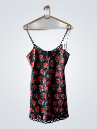 Black Chemise with Red Roses