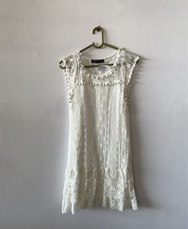 Zanzea White Lace Mini Dress