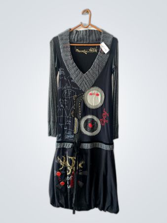 Vivienne Westwood Black Embroidered V-Neck Dress