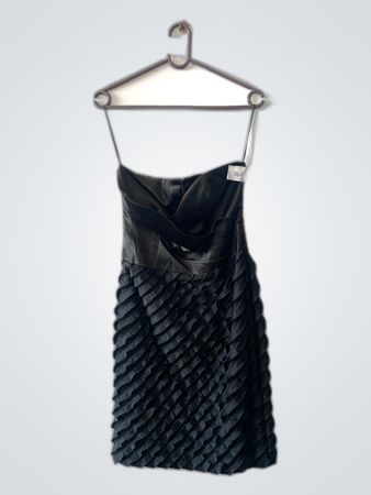 Orsay Black Strapless Ruffled Mini Dress