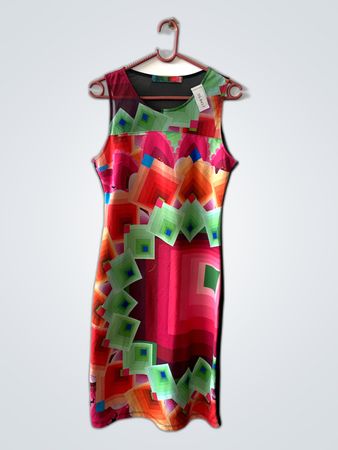 Multicolor Geometric Print Sleeveless Mini Dress