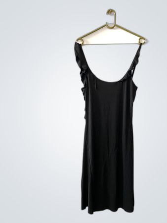 Black Ruffled Strap Dress