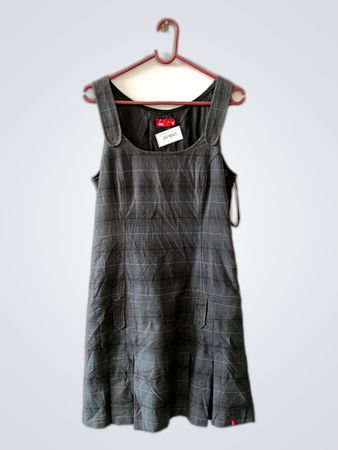 EDC Gray Plaid Pinafore Mini Dress