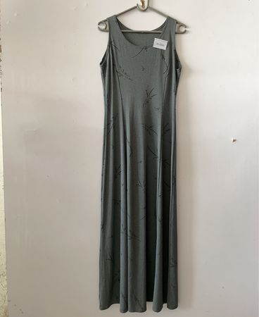 Grey Printed Sleeveless Maxi Dress