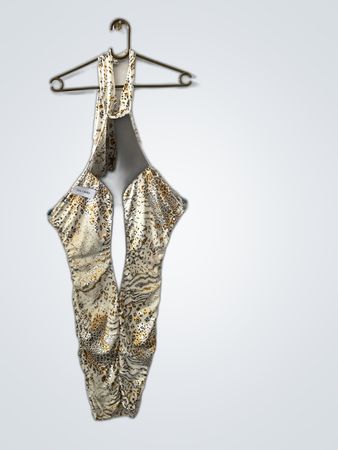 Metallic Animal Print Halter One-Piece Swimsuit