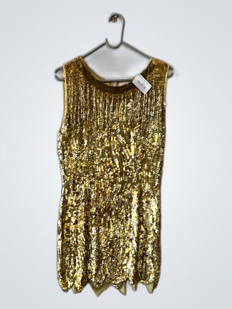 Gold Sequined Party Mini Dress