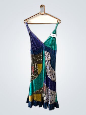 Multicolor Patchwork Spaghetti Strap Dress