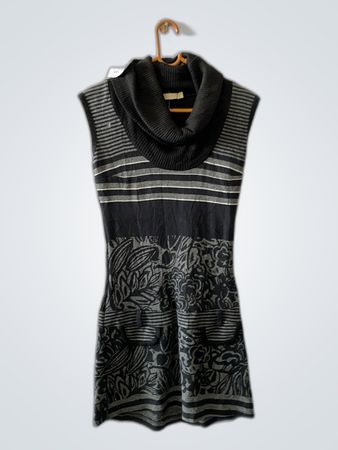Unbranded Black Gray Knit Mini Dress