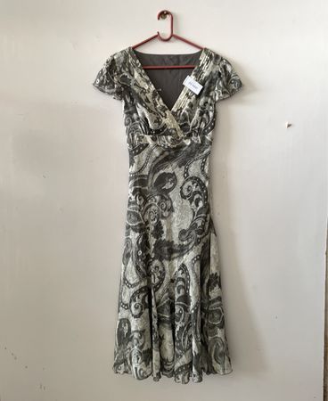 Dress with Black and White Paisley Pattern