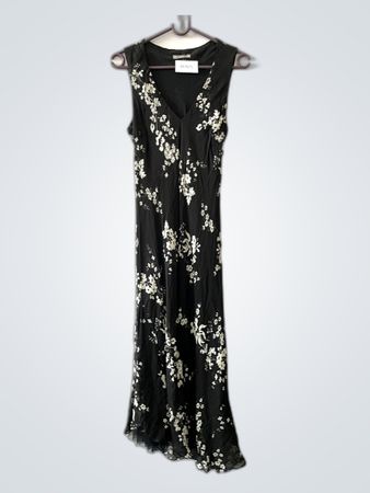 Black Floral Slip Midi Dress