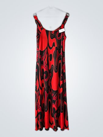 Red and Black Abstract Pattern Dress