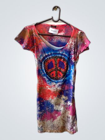 Tie-Dye Peace Sign T-Shirt Dress