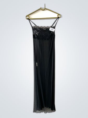 Black Lace Trim Slip Dress