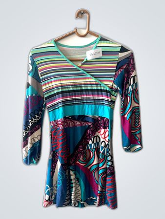 Multicolor Striped Wrap Mini Dress