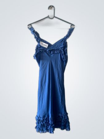 Blue Ruffled Slip Dress