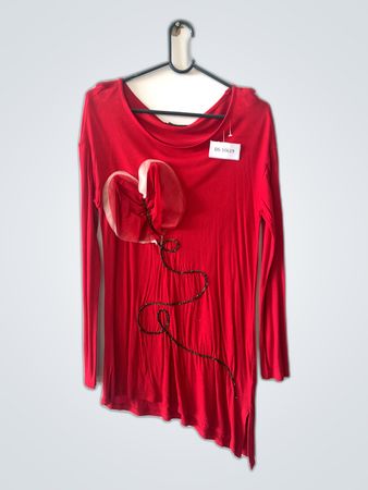 SISLEY Red Long Sleeve Dress with Bow Detail