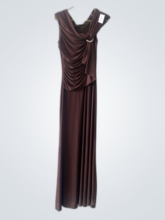 Brown One-Shoulder Maxi Dress